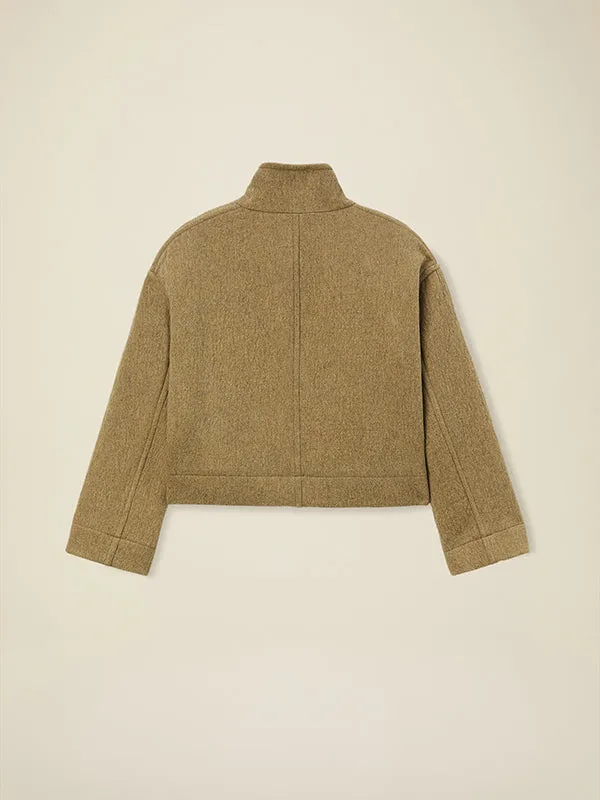 Zipped jacket in wool-blend cloth